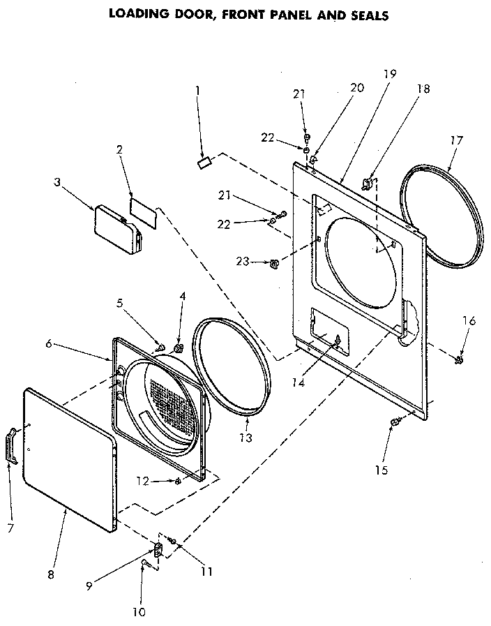 Loading Door And Seals Diagram and Parts List for NG6819L53838  Speed Queen Dryer