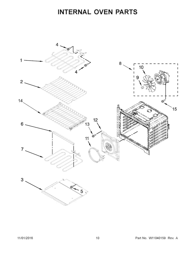 Internal Oven Parts Diagram and Parts List for MEW9630FZ02  Maytag Wall Oven