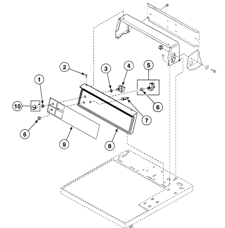 Control Panel Diagram and Parts List for SDE107WF1724  Speed Queen Dryer