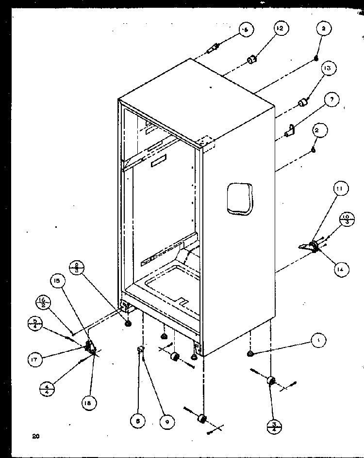 Outer Cabinet Parts Diagram and Parts List for TC18QL-P1111408WL  Amana Refrigerator