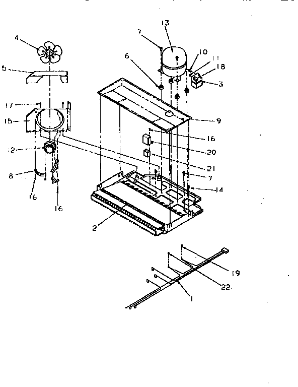Compressor Compartment Diagram and Parts List for TR21S4E-P1196103WE  Amana Refrigerator