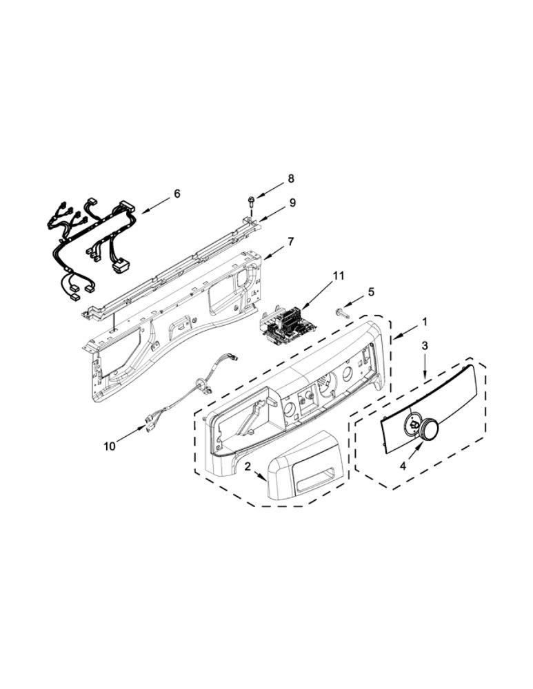 Control Panel Parts Diagram and Parts List for 7MMHW5500FC0  Maytag Washer