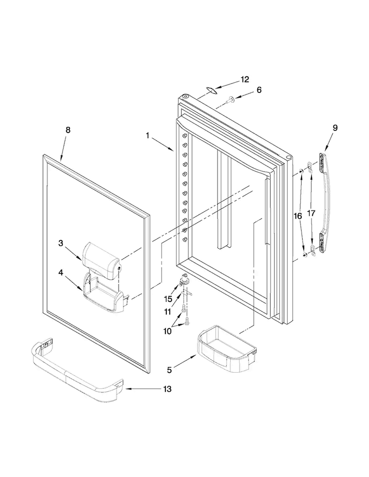 Refrigerator Door Parts Diagram and Parts List for MBF2258XEW1  Maytag Refrigerator