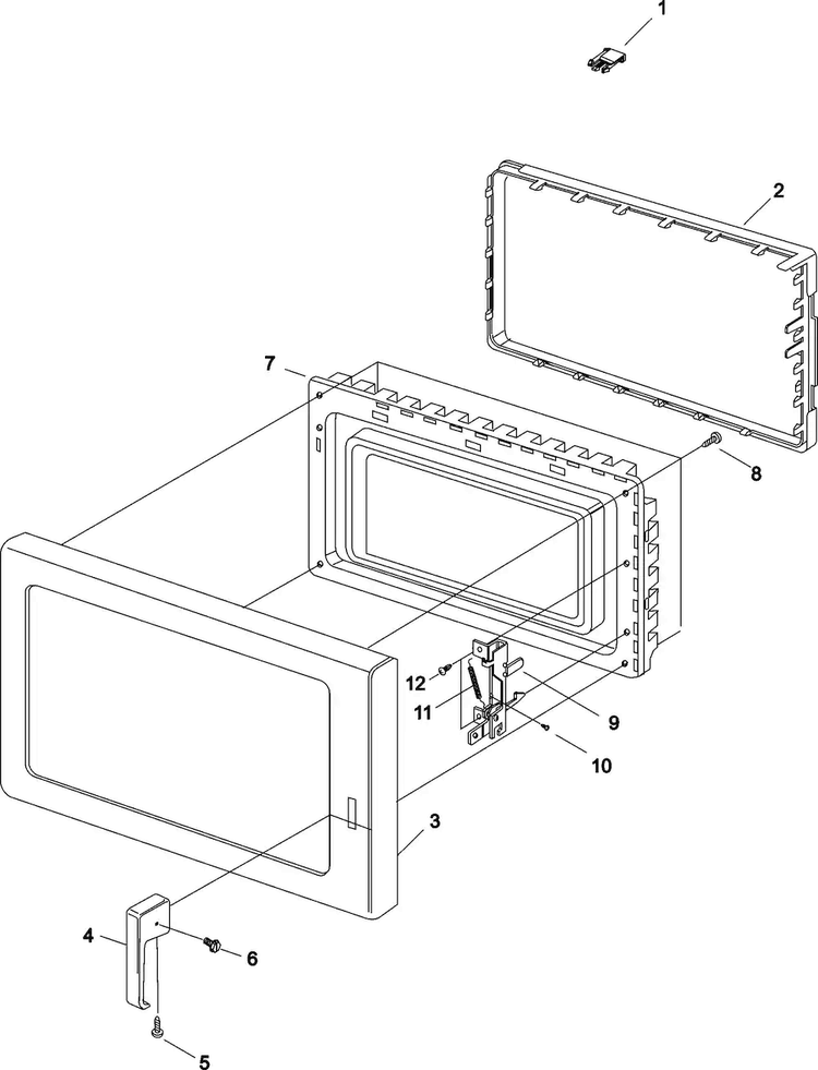 Door Diagram and Parts List for RFS511SW2A-P133022  Amana Microwave