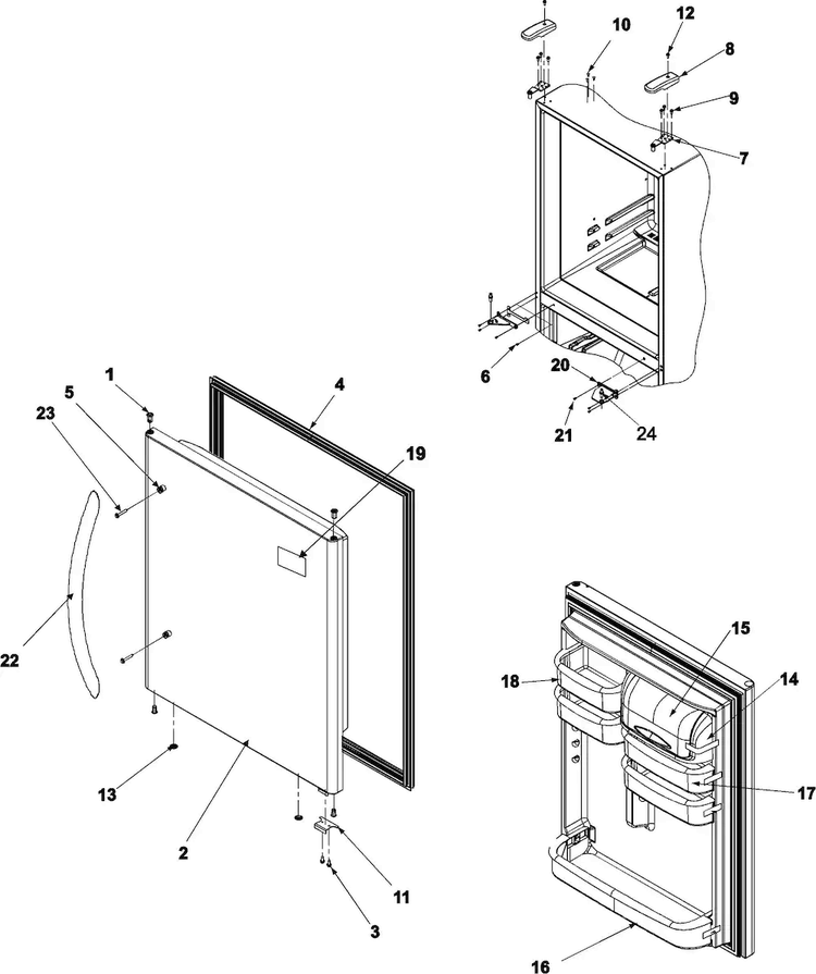 Refrigerator Door Diagram and Parts List for ABR1922FES0  Amana Refrigerator