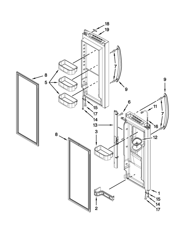 Refrigerator Door Parts Diagram and Parts List for JFX2597AEP3  Jenn-Air Refrigerator