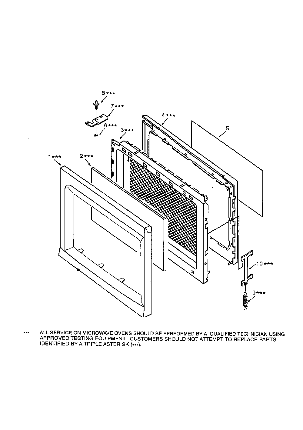 Door Diagram and Parts List for 56569299990  Kenmore Microwave