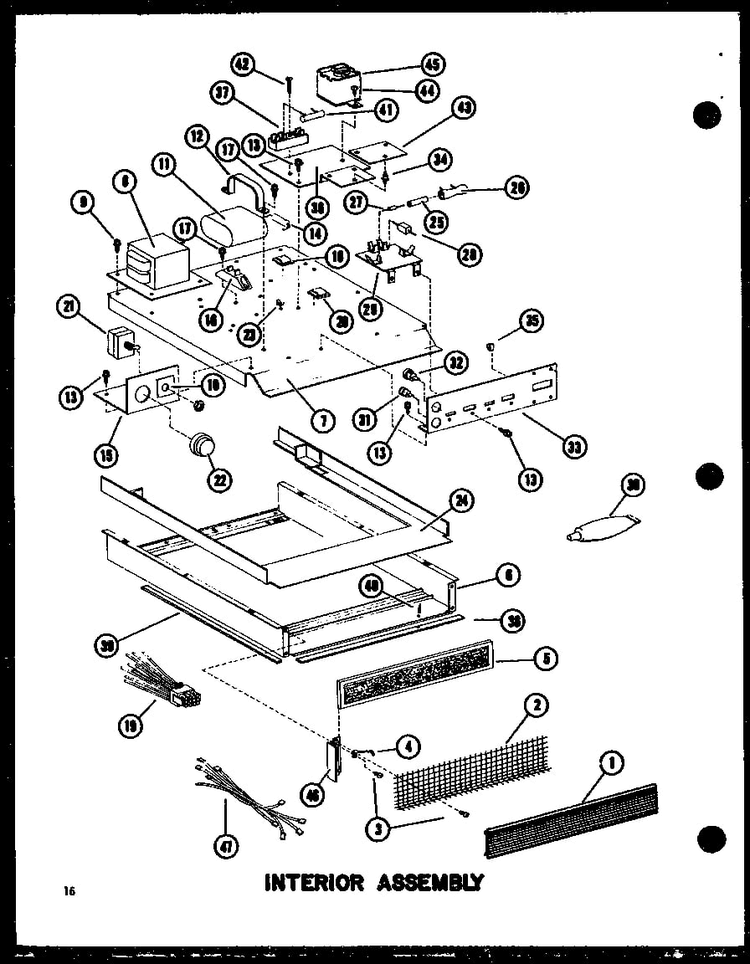 Interior Assembly Diagram and Parts List for RC-14S P72649-1M Amana Microwave