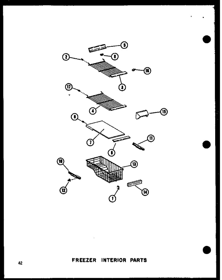 Freezer Interior Parts Diagram and Parts List for SRI19W-A-P60350-49WA  Amana Refrigerator
