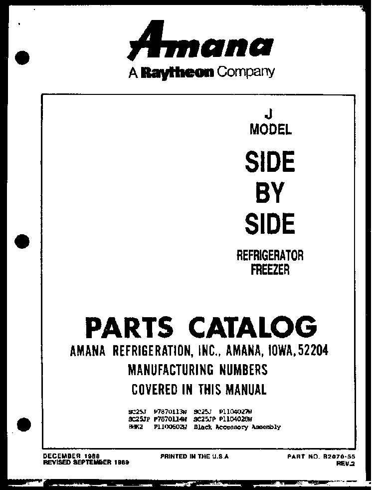Section 6 Diagram and Parts List for SC25JP-7870114W  Amana Refrigerator