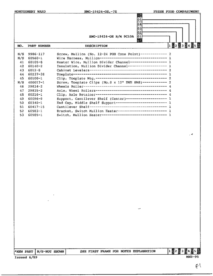 Fresh Food Compartment Page 3 Diagram and Parts List for 19424E  Admiral Refrigerator