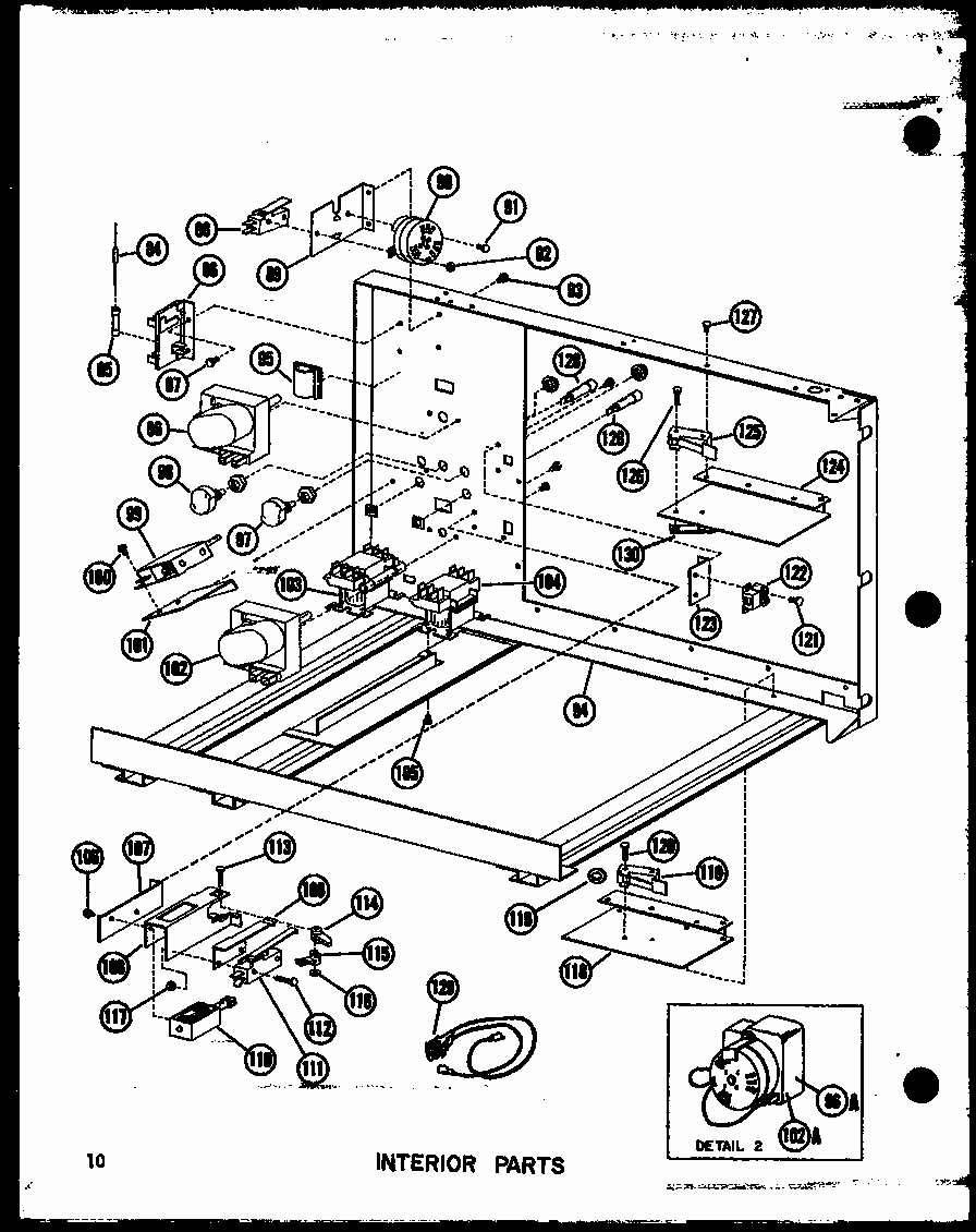 Interior Parts Diagram and Parts List for RVH-2 P72908-1M Amana Range Hood