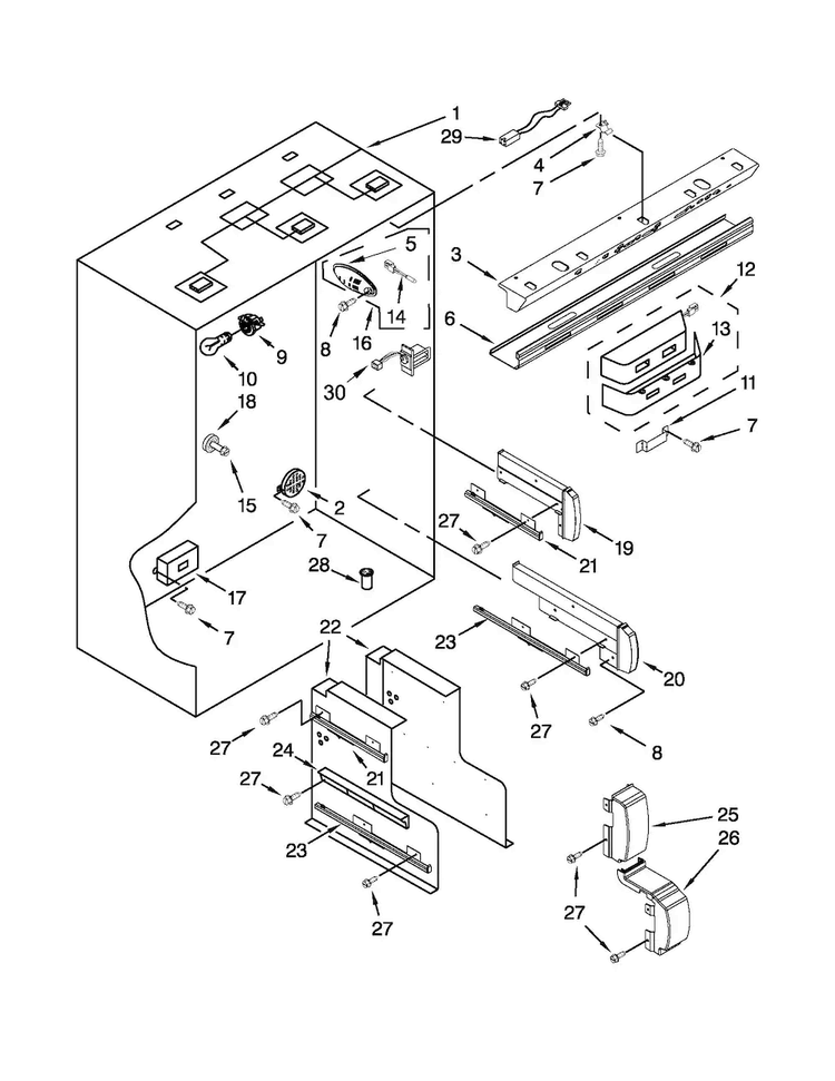 Refrigerator Liner Parts Diagram and Parts List for JF42NXFXDW05  Jenn-Air Refrigerator