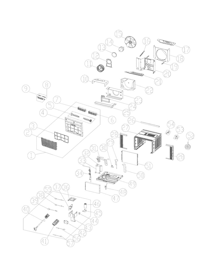 Recommended Spare Parts Diagram and Parts List for CAHE8ERR410A12  Crosley Air Conditioner