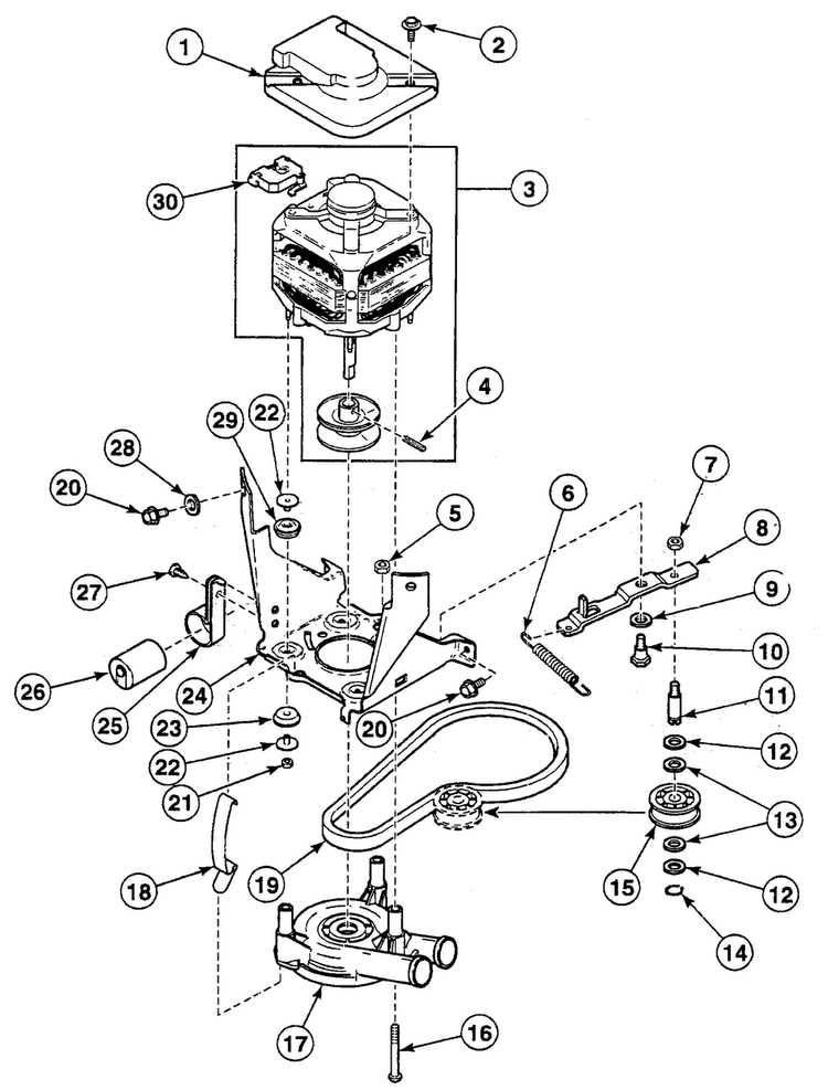 Motor Assy Diagram and Parts List for SWT121WA  Speed Queen Washer