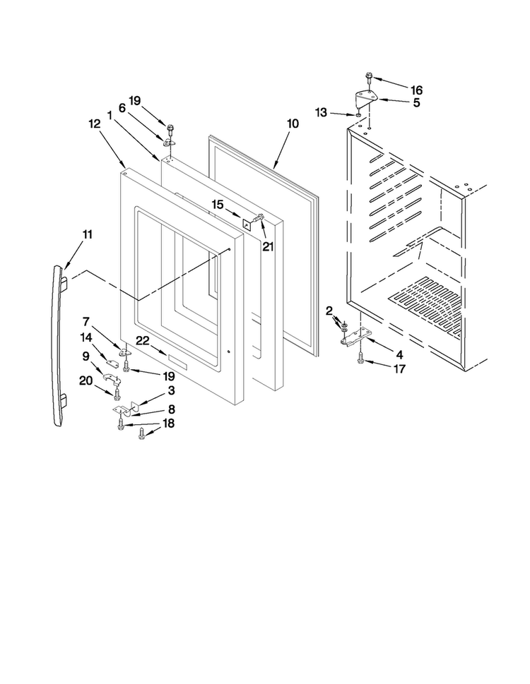 Door Parts Diagram and Parts List for JUB248LWRS01  Jenn-Air Wine and Beverage Cooler