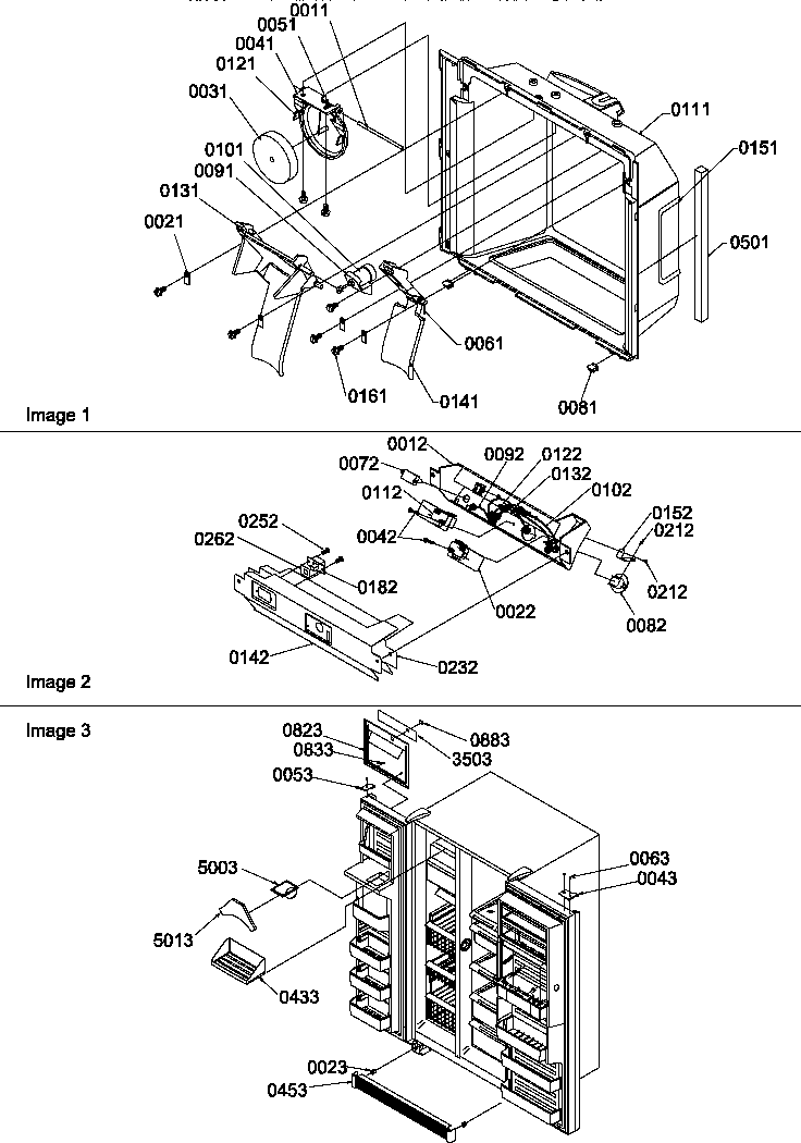 Ice/water Cavity, Electronic Bracket Assy & Toe Grille Diagram and Parts List for SRDE528TBW-P1312602WW  Amana Refrigerator