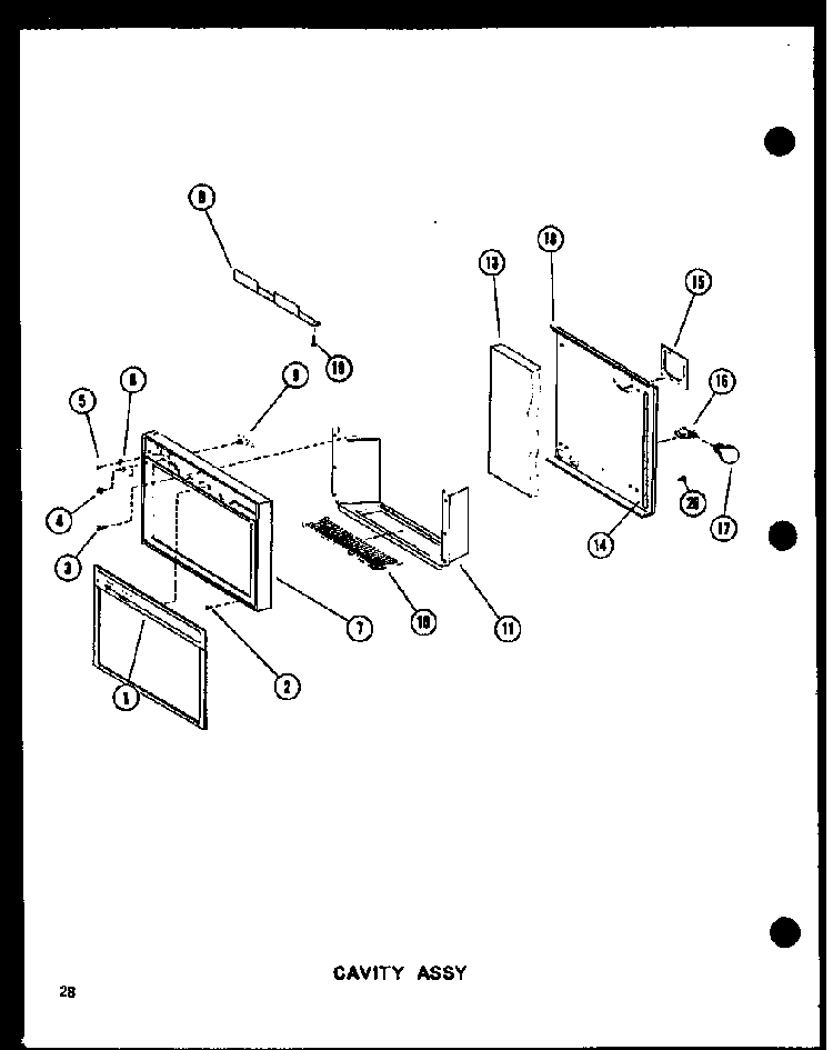 Cavity Assy Diagram and Parts List for SRI519D-P73900-19W  Amana Refrigerator