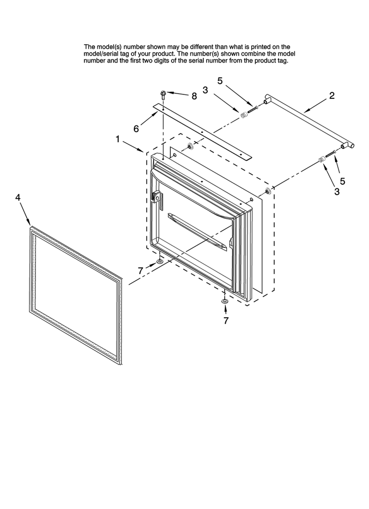 Freezer Door Parts Diagram and Parts List for JFC2089HPF12  Jenn-Air Refrigerator