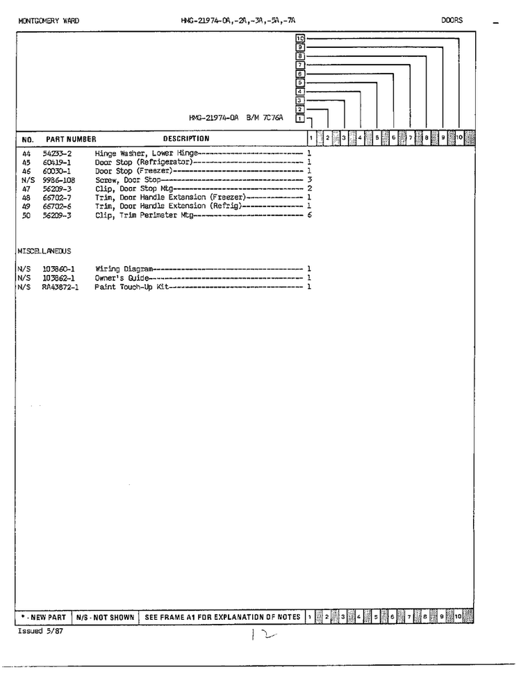 Doors Page 3 Diagram and Parts List for 21974A  Admiral Refrigerator