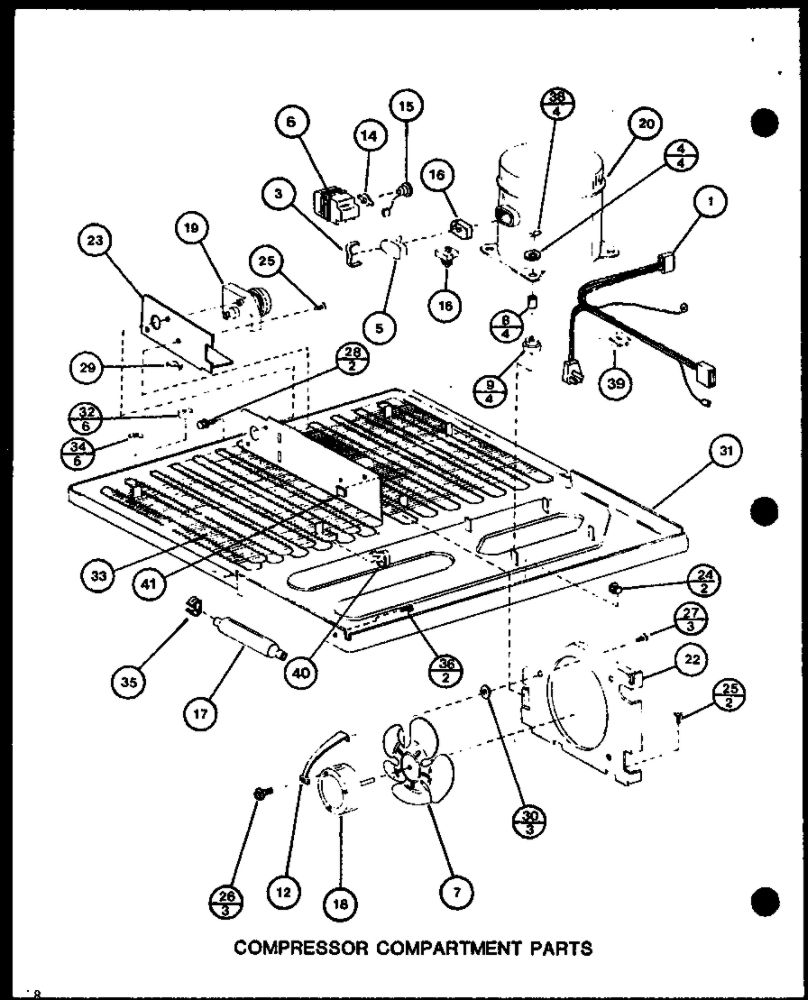 Compressor Compartment Parts 1 Diagram and Parts List for IC3H-P7621307W-TM  Amana Refrigerator