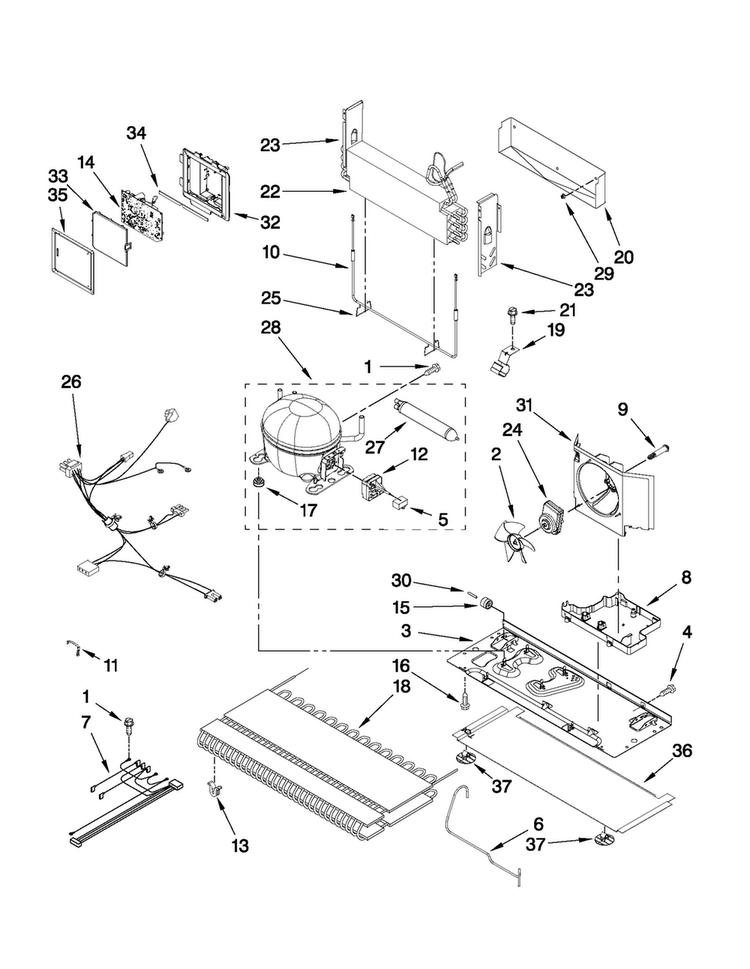 Unit Parts Diagram and Parts List for JFC2089WEP7  Jenn-Air Refrigerator