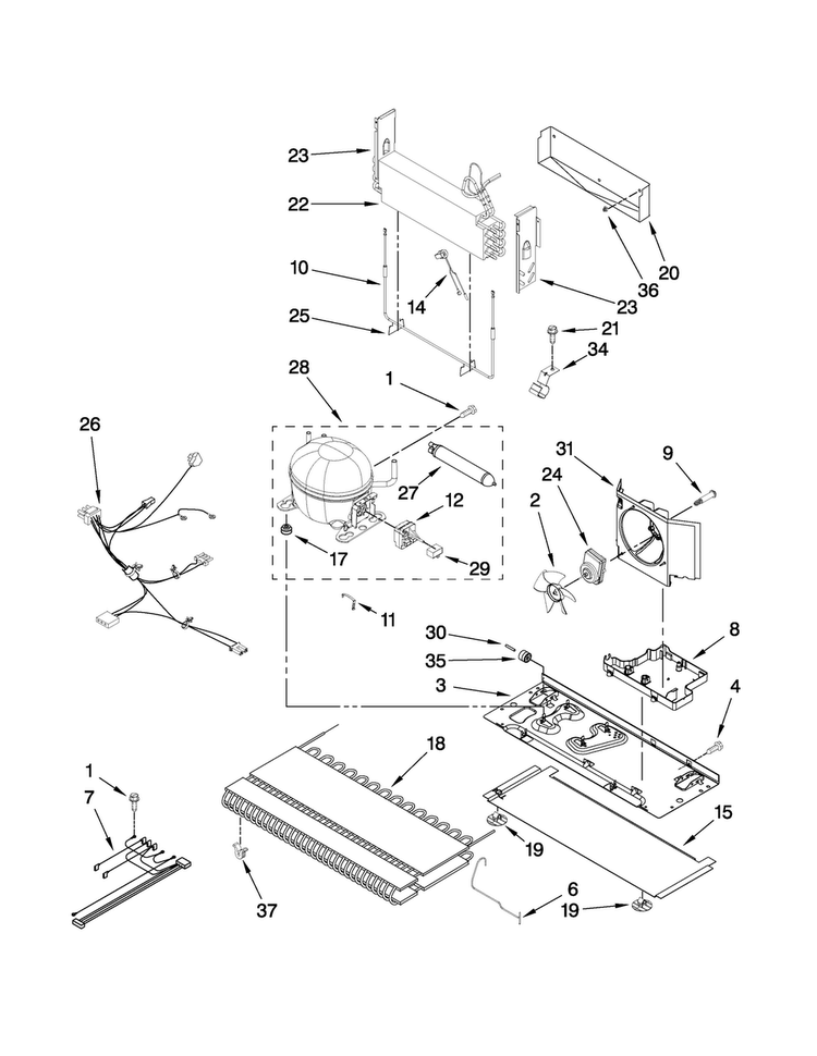 Unit Parts Diagram and Parts List for ABB1922FED2  Amana Refrigerator