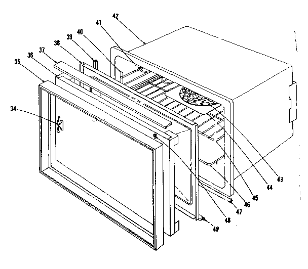 Oven Section Diagram and Parts List for 1019016540  Kenmore Range