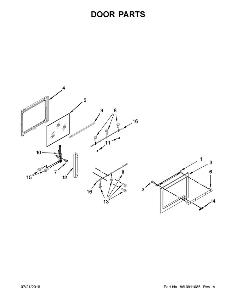 Door Parts Diagram and Parts List for JGS1450DP1  Jenn-Air Range
