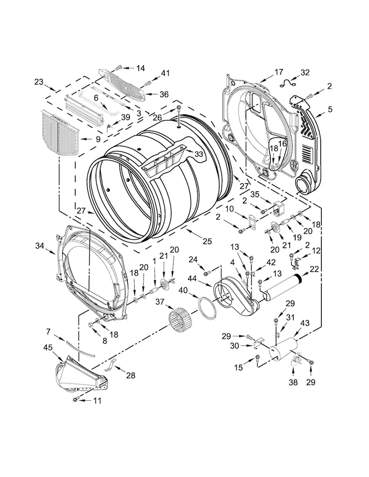 Bulkhead Parts Diagram and Parts List for MDG28PDCXW0  Maytag Dryer