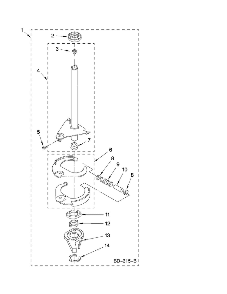 Brake And Drive Tube Parts Diagram and Parts List for ATW4475XQ0  Admiral Washer