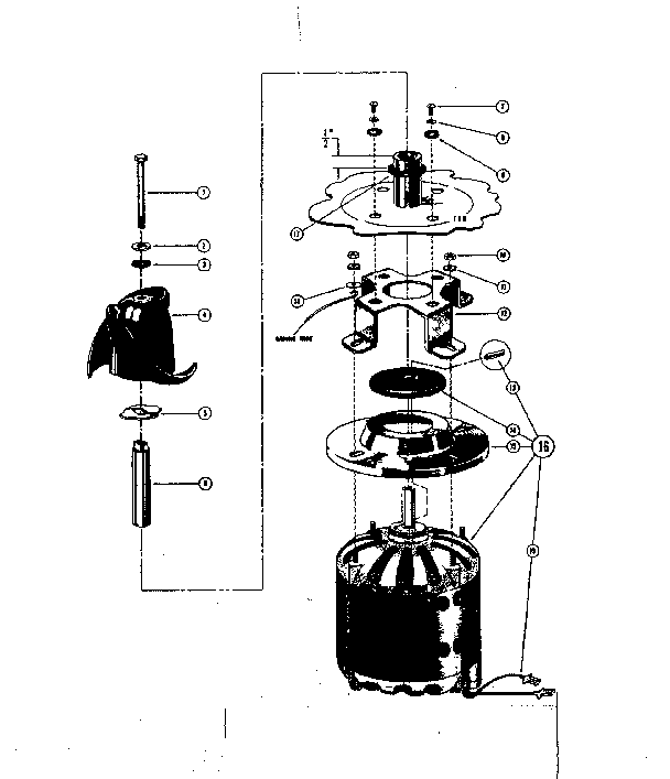 Motor And Impeller Asembly Diagram and Parts List for SDWP2410  Kenmore Dishwasher