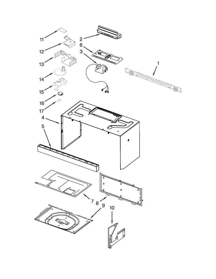 Cabinet And Installation Parts Diagram and Parts List for JMV9186WP2  Jenn-Air Microwave