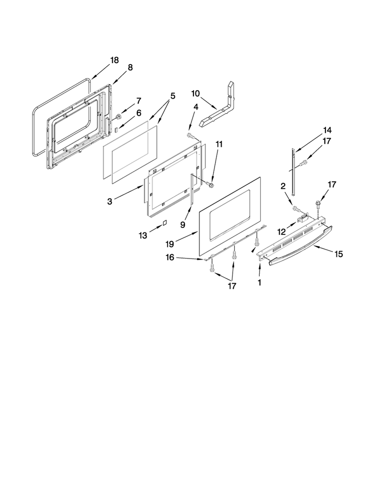 Door Parts Diagram and Parts List for MES5552BAW16  Maytag Range