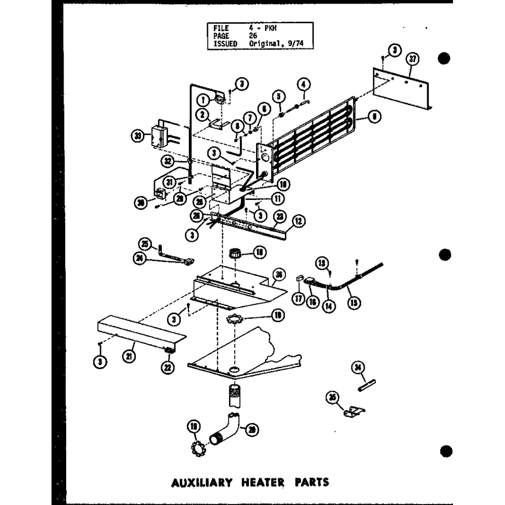 Auxiliary Heater Parts 2 Diagram and Parts List for D54475-1 P54475-1C Amana Air Conditioner