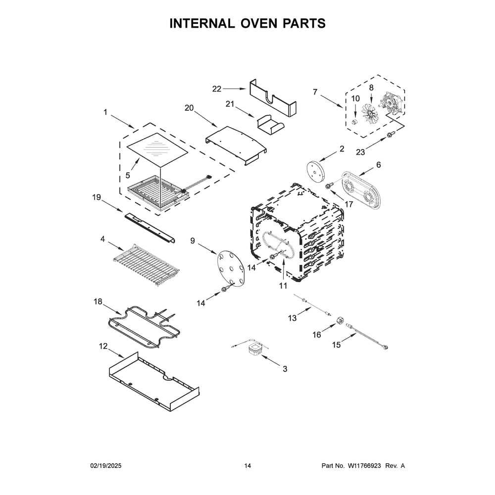 Internal Oven Parts Diagram and Parts List for JPIFC736RM00  Jenn-Air Range