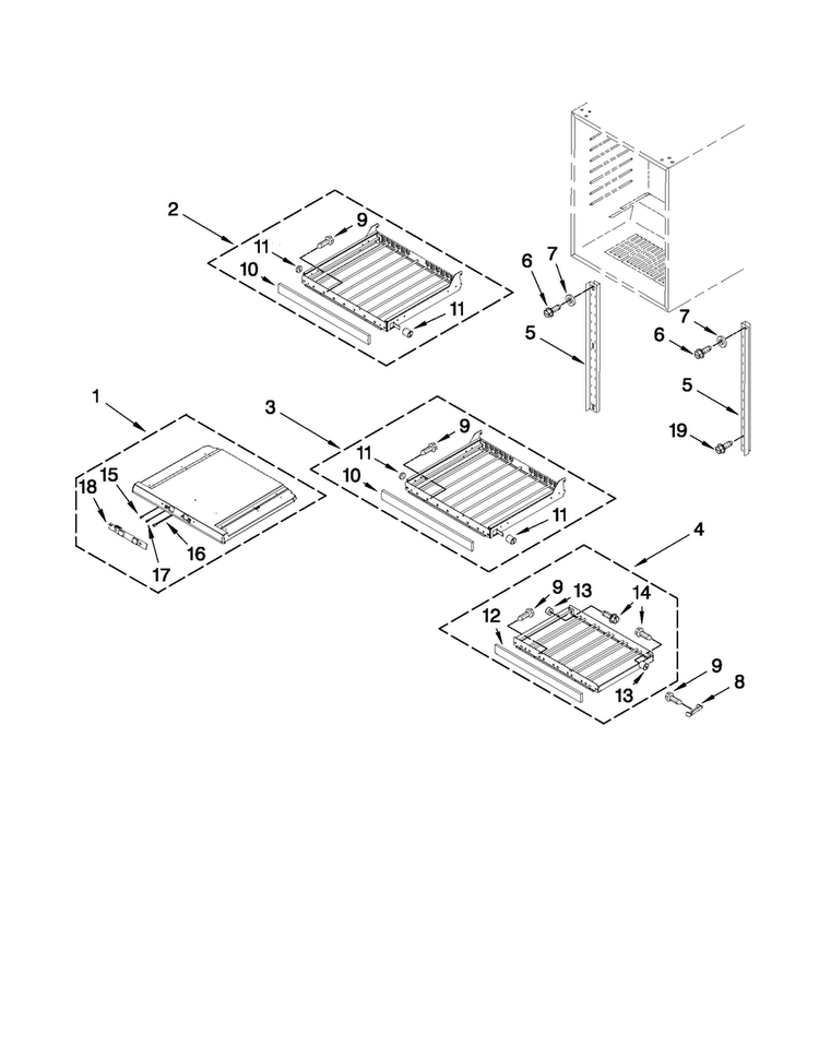 Shelf Parts Diagram and Parts List for JUW248RWRS11  Jenn-Air Wine and Beverage Cooler