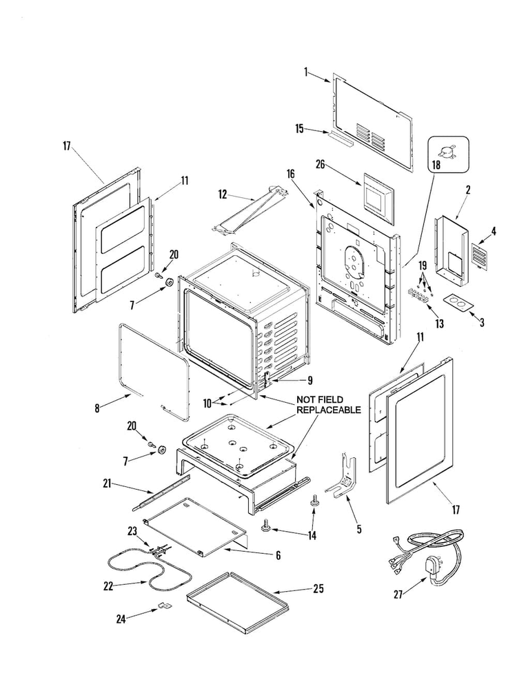 Cabinet Diagram and Parts List for JER8885RCS  Jenn-Air Range