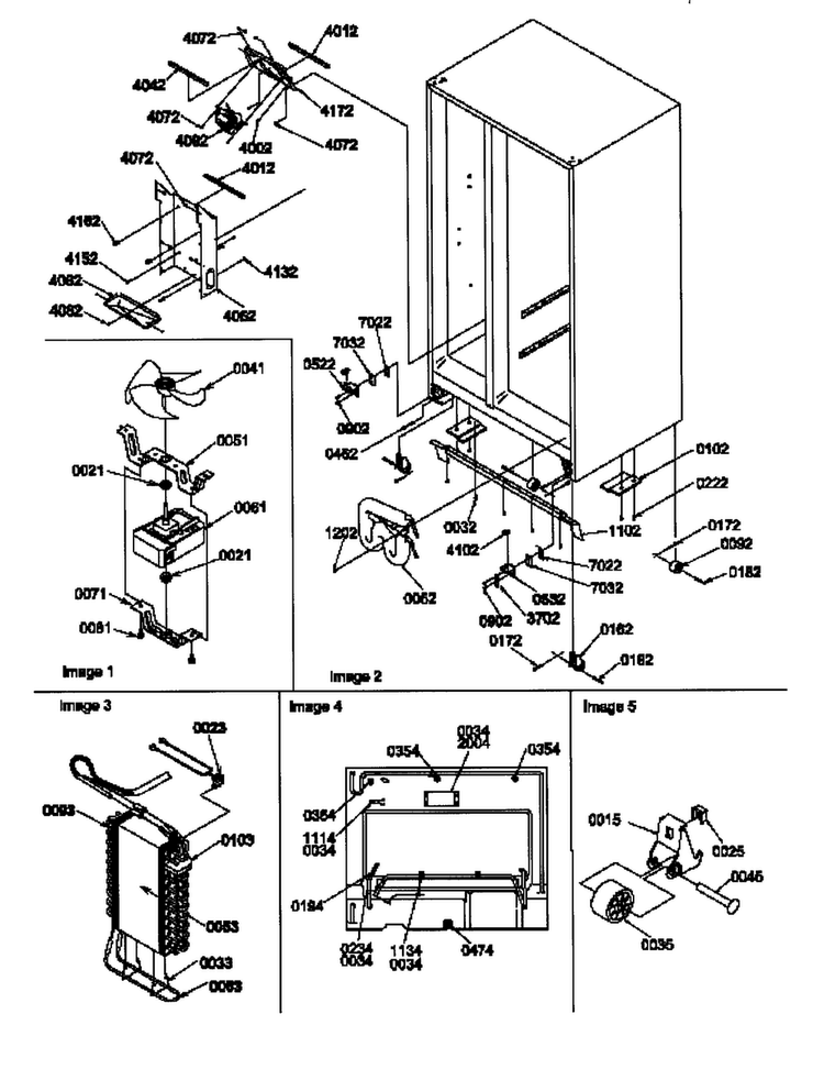Drain System/roller/evaporator Assy. Diagram and Parts List for SCD25TW-P1190426WW  Amana Refrigerator