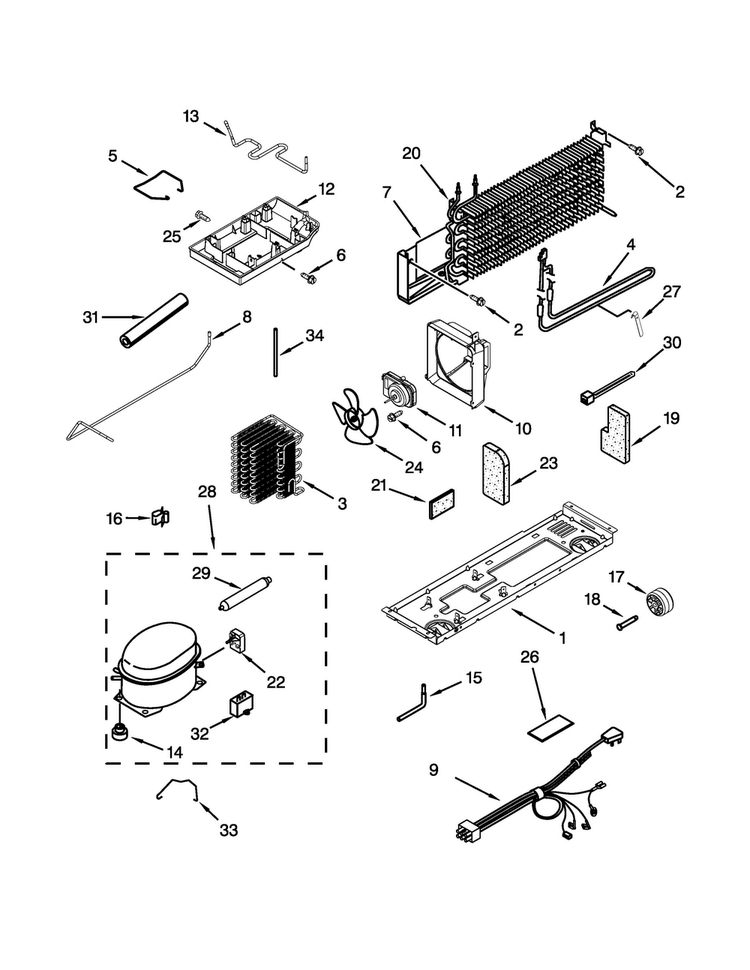 Unit Parts Diagram and Parts List for A8RXCGFXW03  Amana Refrigerator