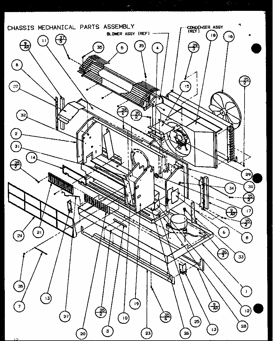 Chassis Mechanical Parts Assembly (pth07400er/p9872101r) (pth07300er/p9812601r) Diagram and Parts List for PTH12300ER P9812615R Amana Air Conditioner