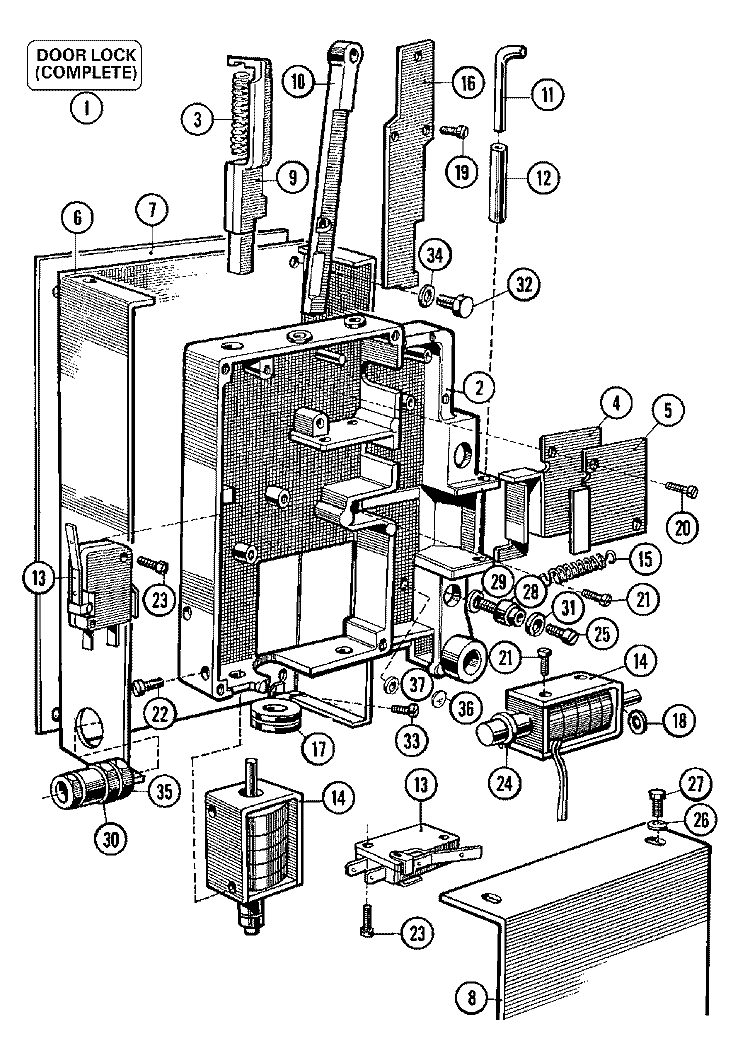 DOOR LOCK ASSEMBLY Diagram and Parts List for MFX50PNAVS  Maytag Washer