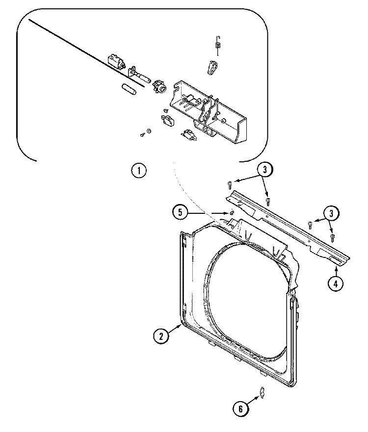 DOOR SHROUD & DOOR LATCH ASSEMBLY (WASH) Diagram and Parts List for MLG19PDCXW  Maytag Washer Dryer Combo