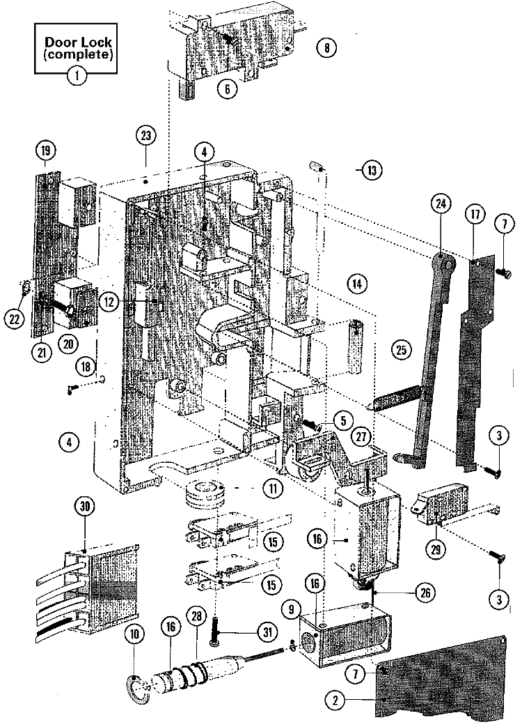 DOOR LOCK ASSEMBLY Diagram and Parts List for MFR35PNBVS  Maytag Washer