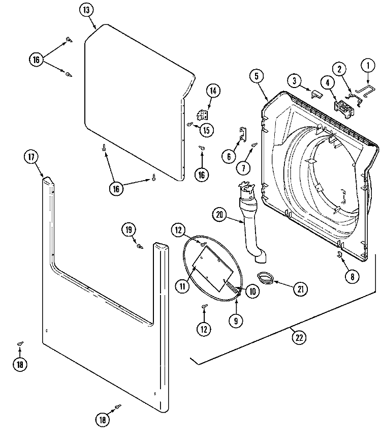 DOOR & FRONT PANEL Diagram and Parts List for MAH14PDAAL  Maytag Washer