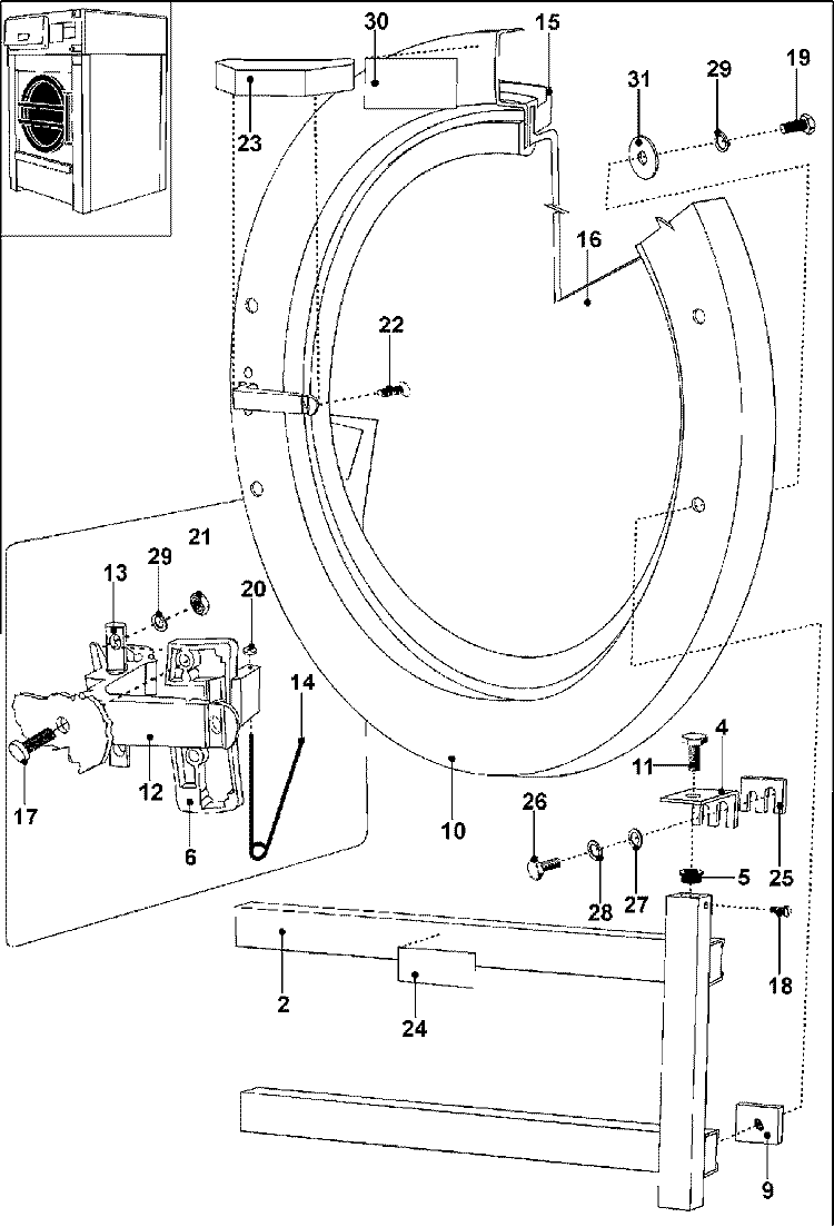 DOOR Diagram and Parts List for MFS50PNDVS  Maytag Washer
