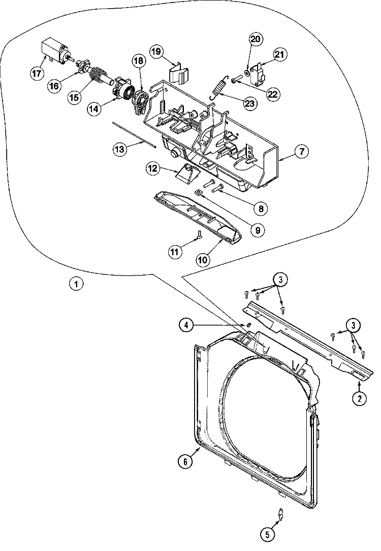 DOOR SHROUD & DOOR LATCH ASSEMBLY Diagram and Parts List for MAH20PDAWW  Maytag Washer