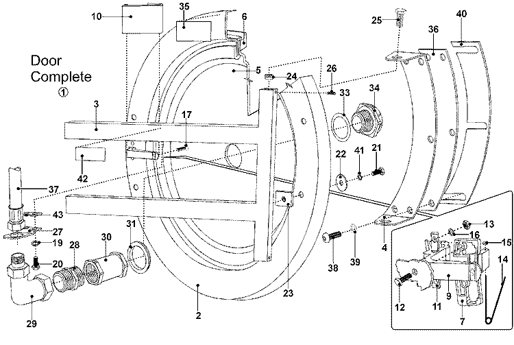DOOR Diagram and Parts List for MFX50NNATS  Maytag Washer