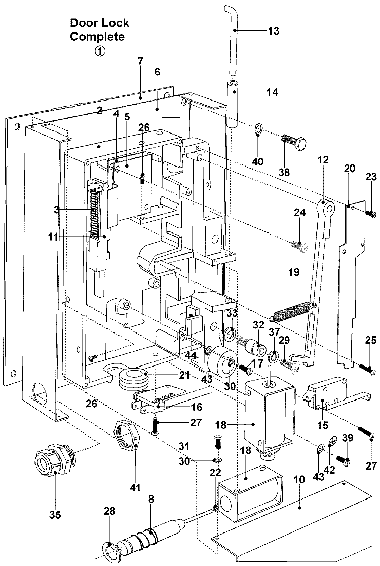 DOOR LOCK ASSEMBLY Diagram and Parts List for MFX50NNATS  Maytag Washer