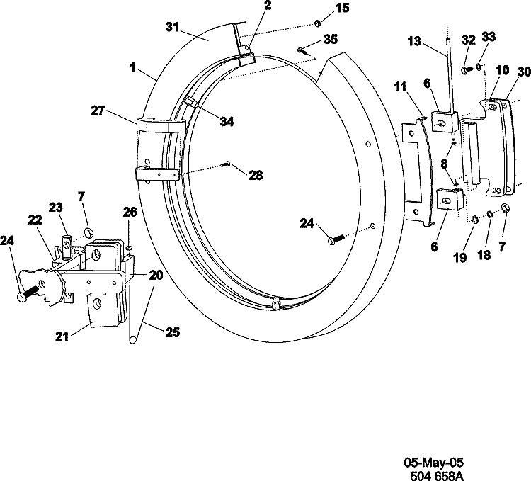 DOOR Diagram and Parts List for MFR80PNCTS  Maytag Washer